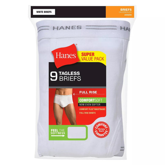 Hanes Men's 9pk White Briefs, 2XL
