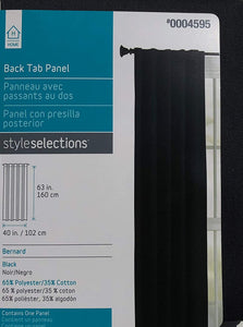 Style Selections Bernard 84-in Black Polyester Light Filtering Single Curtain Panel
