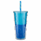 Parker Lane Color Changing Double Wall Straw Tumblers, Set of 2 Blue, 22 oz.