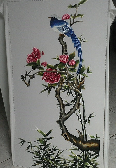 Beautiful Art of Hand Embroidery Silk - Loving Bird On Rose Tree, Unframed, 100% exact color