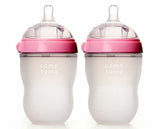 Comotomo Natural Feel Baby Bottle, Pink, 250ml/8 FL OZ, 2-Pack