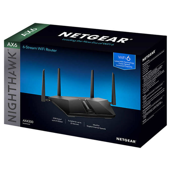 Netgear Nighthawk AX6 RAX45-100NAS 6-Stream AX4300 WiFi 6 Router